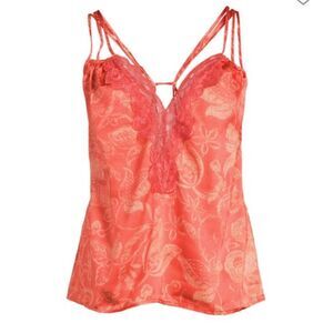 FREE PEOPLE INTIMATELY OFF THE COAST CAMI IN CORAL COMBO SIZE MEDIUM NWT